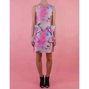 NEW NEUBYRNE candace bow pocket dress in painterly print
